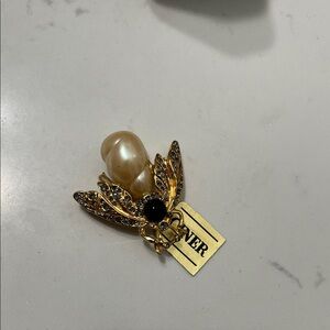 Elegant Gold and Pearl Insect Brooch